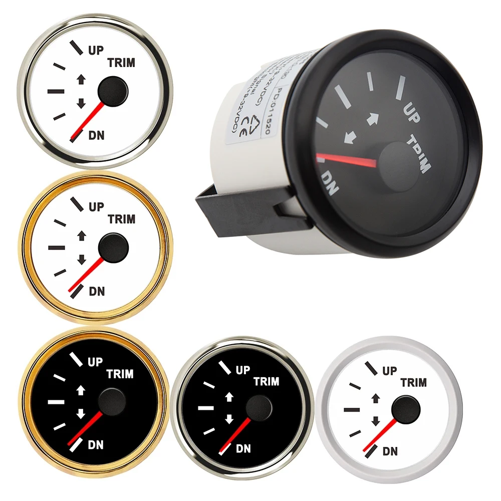 Medidor de guarnição de barco, 52mm, indicador de inclinação de guarnição marinha para motor de popa interno, iate up dn, medidor de guarnição 0-190ohm/160-10ohm personalizado