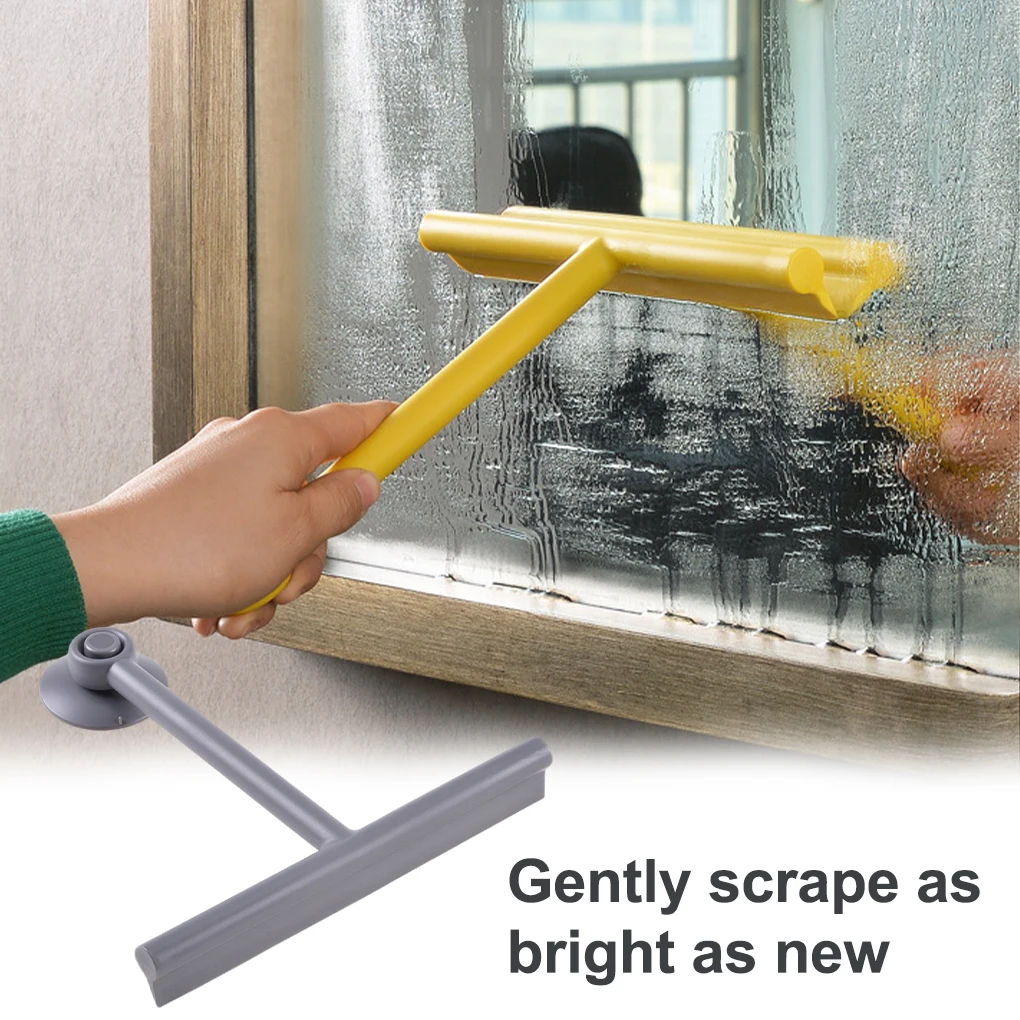 Bathroom Window Wiper Shower Stall Glass Silicone Scraper Metal Handle High Efficient Cleaning Tool Accessories Black