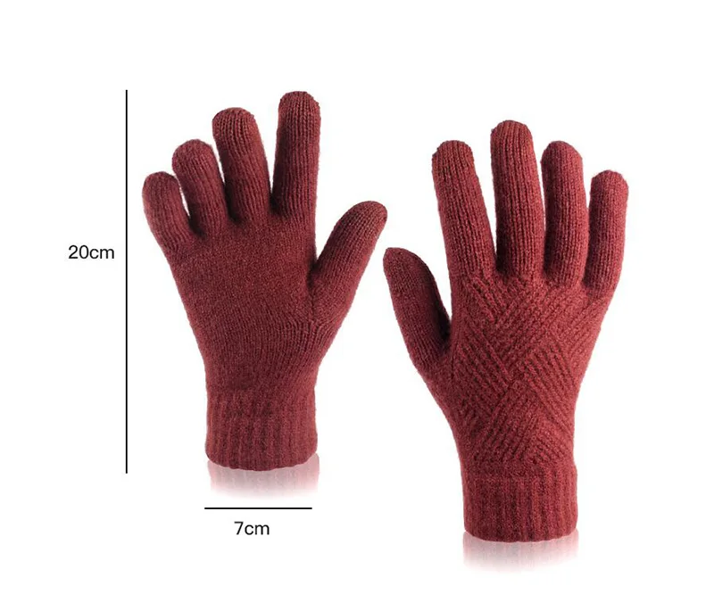 Female Winter Warm Knitted Full Finger Gloves Men Solid Woolen Touch Screen Mittens Women Thick Warm Cycling Driving Gloves H46