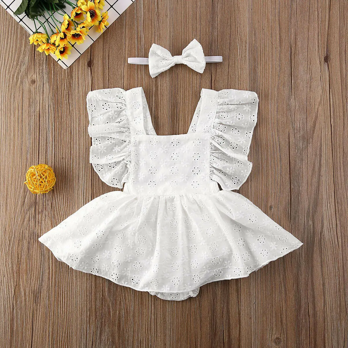 Hot Pasgeboren Baby Baby Meisjes Prinses Korte Mouwen Romper Jurk Kleding Outfit 2019 Zomer witte meisjes mini jurk