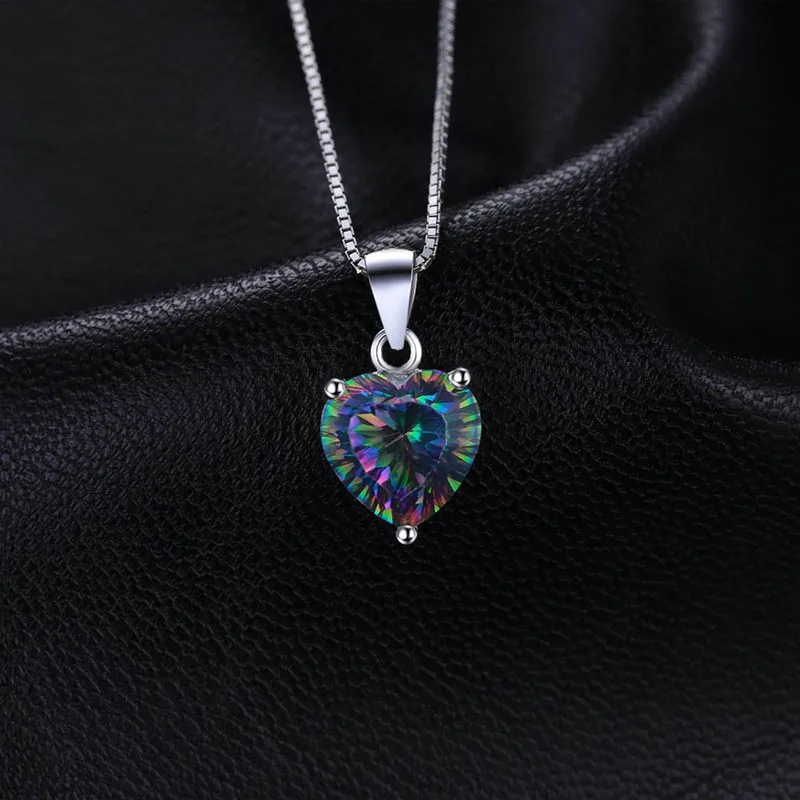 Jellystory Fashion 925 Sterling Silver Necklace with Heart-shaped Topaz Gemstone Pendant for Women Wedding Party Gift Jewellery view 4