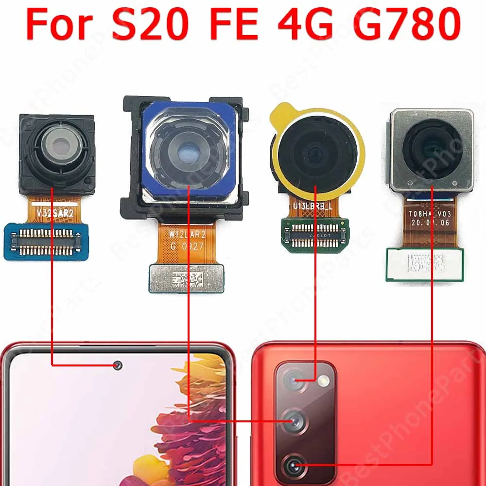 Front Back Camera For Samsung Galaxy S20 FE 4G Lite G780 Rear Backside Frontal Camera Module Replacement Spare Parts