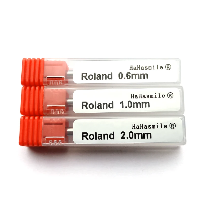 Cortador de fresado Roland, revestimiento DLC para fresado de bloque de circonita disponible, fresas dentales Cad Cam de 0,6mm/1,0mm/2,0mm, 1 unidad