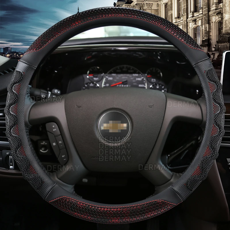 for Chevrolet Express DERMAY Car Steering Wheel Cover Microfiber Leather + Silica gel Massage Non-slip Auto Accessories