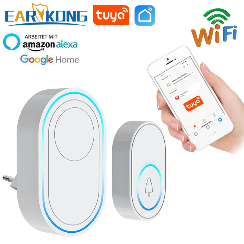 Wireless Doorbell WiFi Alarm System Intelligent Wireless Doorbell Strobe Siren Tuyasmart app 58 sound 433MHz wireless detectors