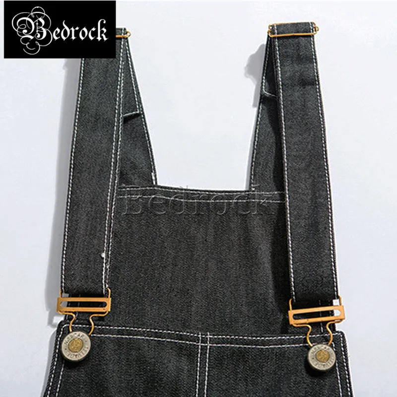 MBBCAR 13.5oz black overalls for men denim selvedge jeans worker\'s siamese bib one washed raw denim suspenders pants 707A