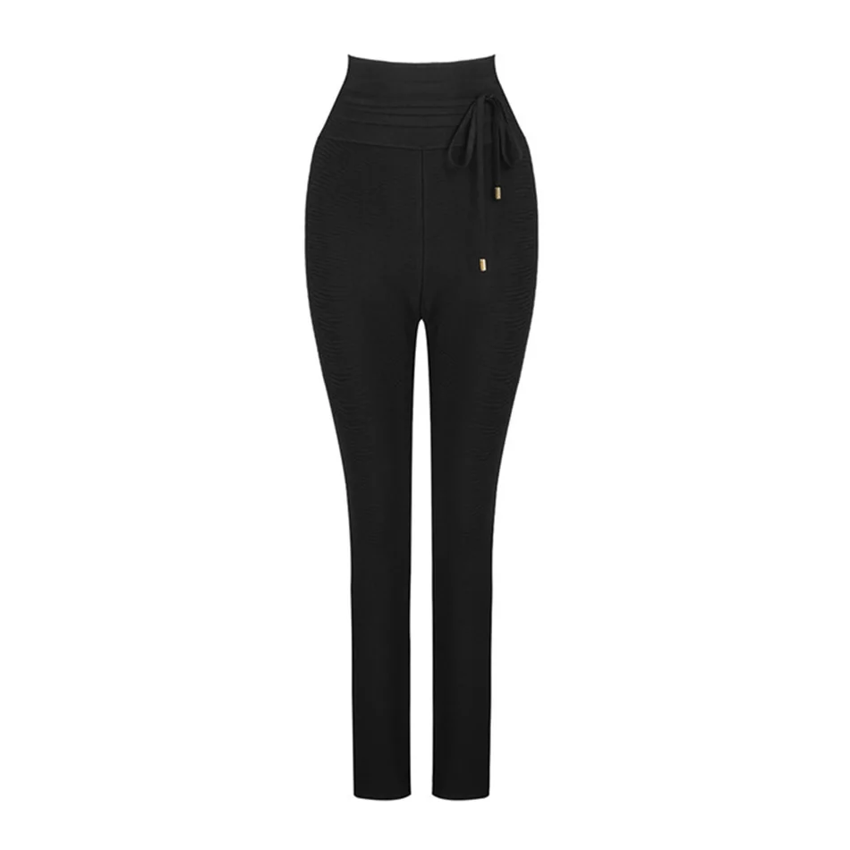 CIEMIILI – pantalon Sexy pour femmes, nouvelle mode d'été, taille haute, slim, cravates, couleur unie, Long crayon, fête, moulante, Bandage, 2022