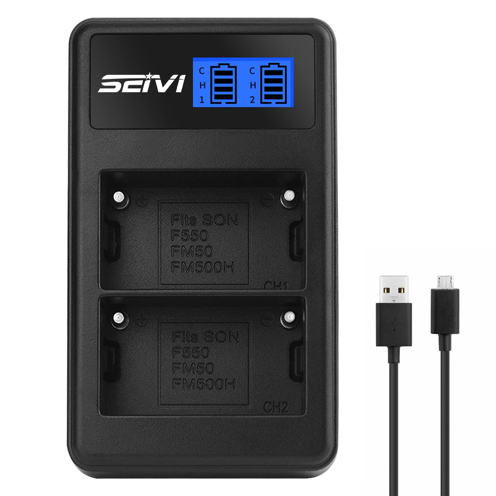 Dual USB Charger for Sony NP-FM50 FM500H NP-F330 NP-F530 NP-F550 NP-F570 and CN-160 CN-216 CN126 Series & Atomos Ninja V