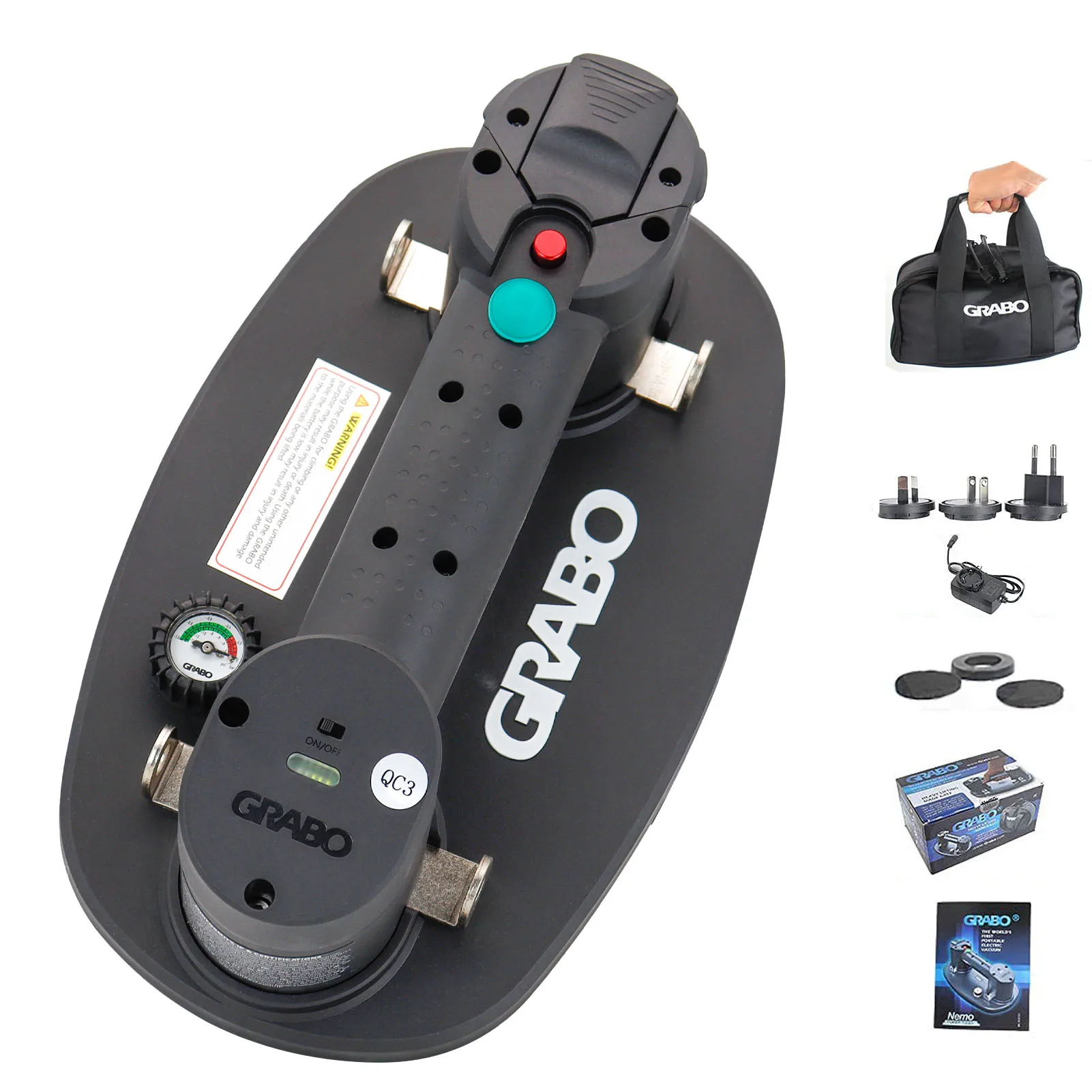 

Grabo Portable Electric Vacuum Suction Cup Lifter Wood Dry-Wall Granit Glass Tiles Glass Lifter