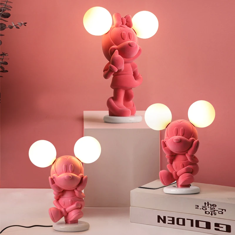 

Creative Nordic Web Celebrity Adornment Illuminates Bedroom Children Room Little Girl red Cartoon Mickey Beautiful Desk Lamp