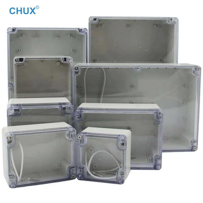 Waterproof Plastic Junction Box transparent cover Enclosure Electronic Instrument Housing Case Electrical Project Outdoor Boxes
