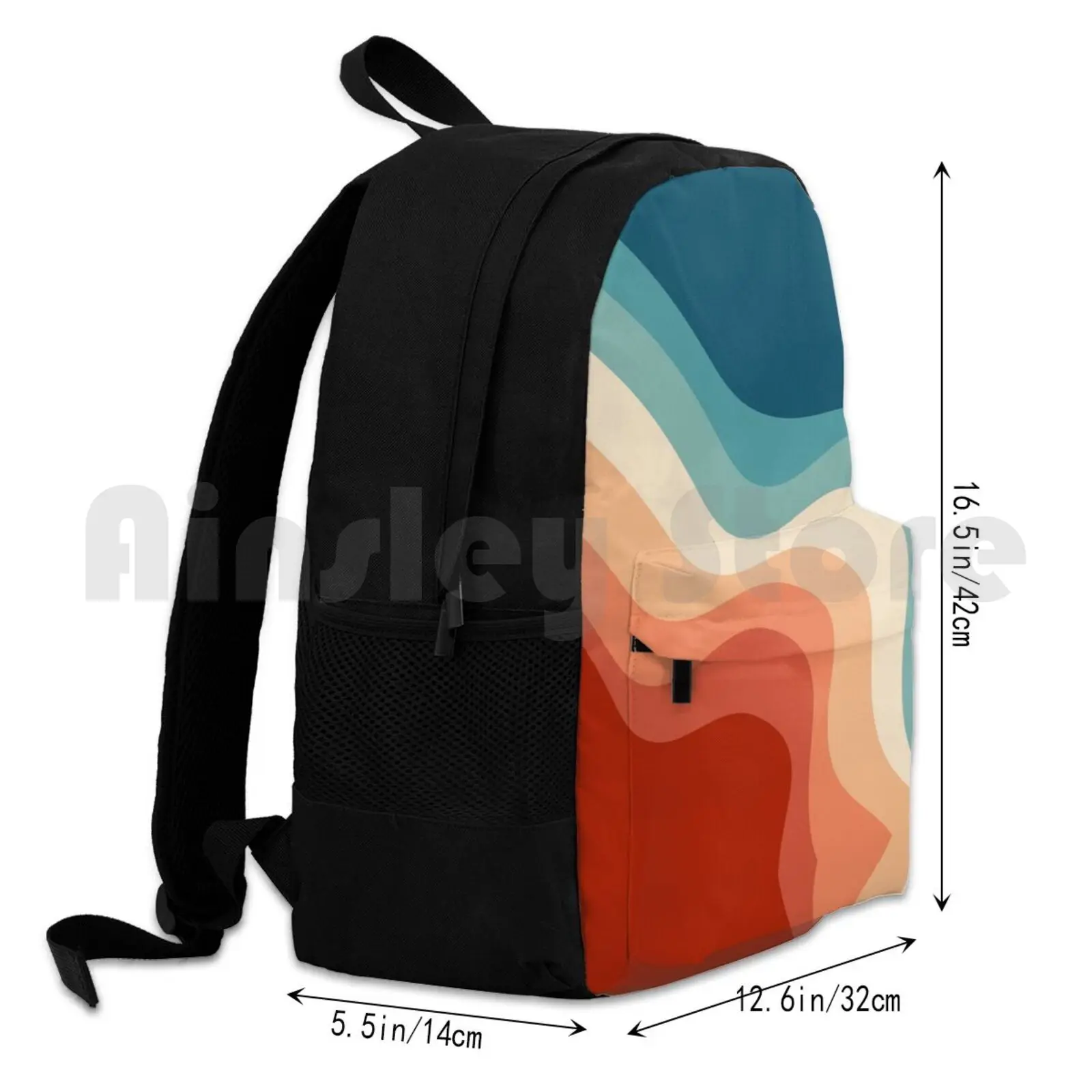 Retro Style Waves Outdoor Hiking Backpack Riding Climbing Sports Bag Retro Waves Waves Retro Stripes Striped Lines Colorful