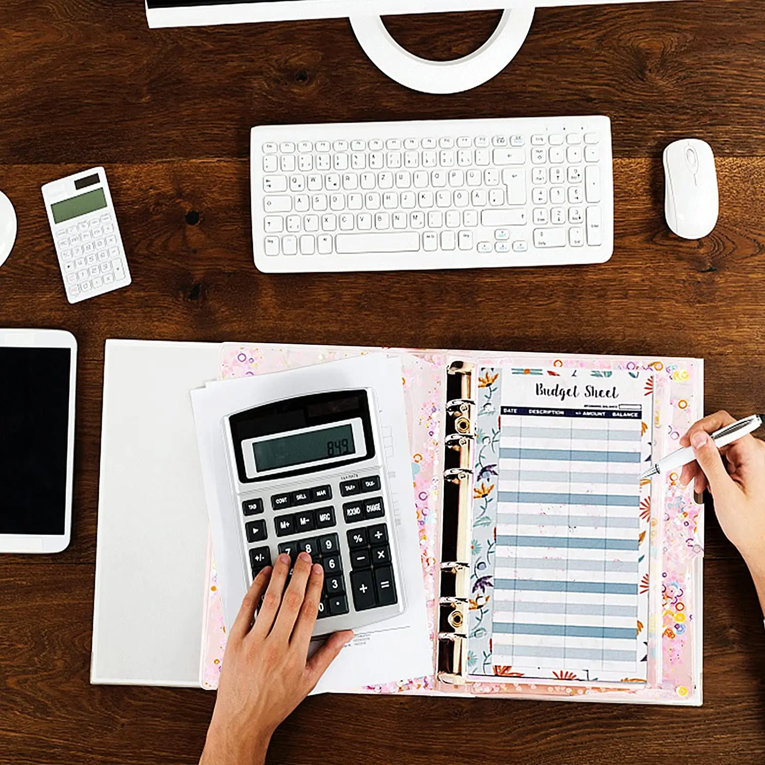 28 Pcs A6 PVC Waterproof Budget Binder Creative Notebook Cover  with 12 Budget Sheets,12 Cash Envelopes,2 Labels Sticker,A Ruler