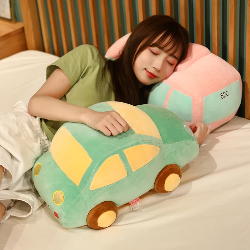 25-60CM Kawaii Bus Car Model Plush Toys Colorful Car Dolls Stuffed Soft Plush Pillow Creative Birthday Gift for Boys Children