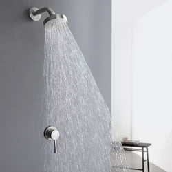 Ensemble de douche dissimulée en acier inoxydable, pommeau de douche à effet pluie en dégradbrossé, robinet de centre commercial à poignée unique, HOShower