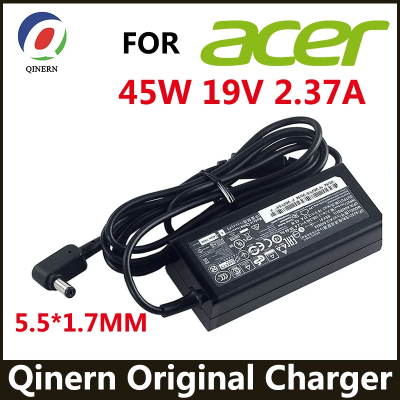 19V 2.37A 5.5*1.7MM 45W Laptop Adapter Charger For Acer Aspire 3 A314-31 A515-51-3509 E5-573-516D Series Notebook Power Supply