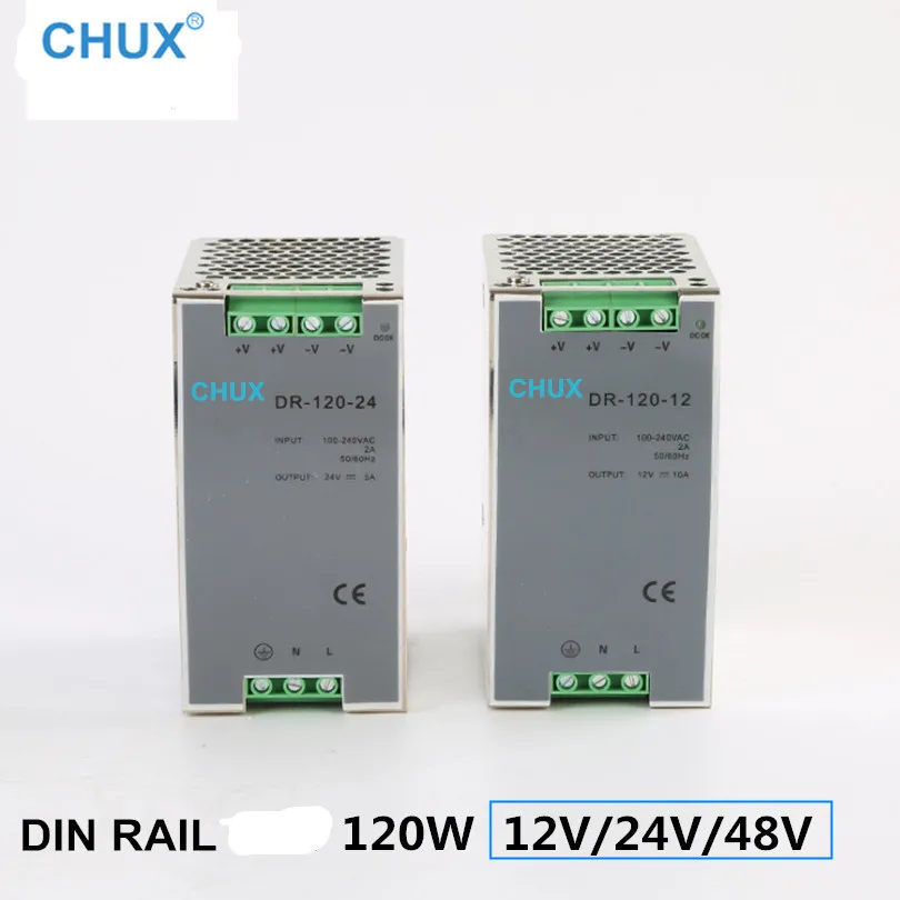 CHUX 24v Switching Power Supply 12v 48v 120w Din Rail type Single Output DR120W-24V Power Supplies for Led Strip