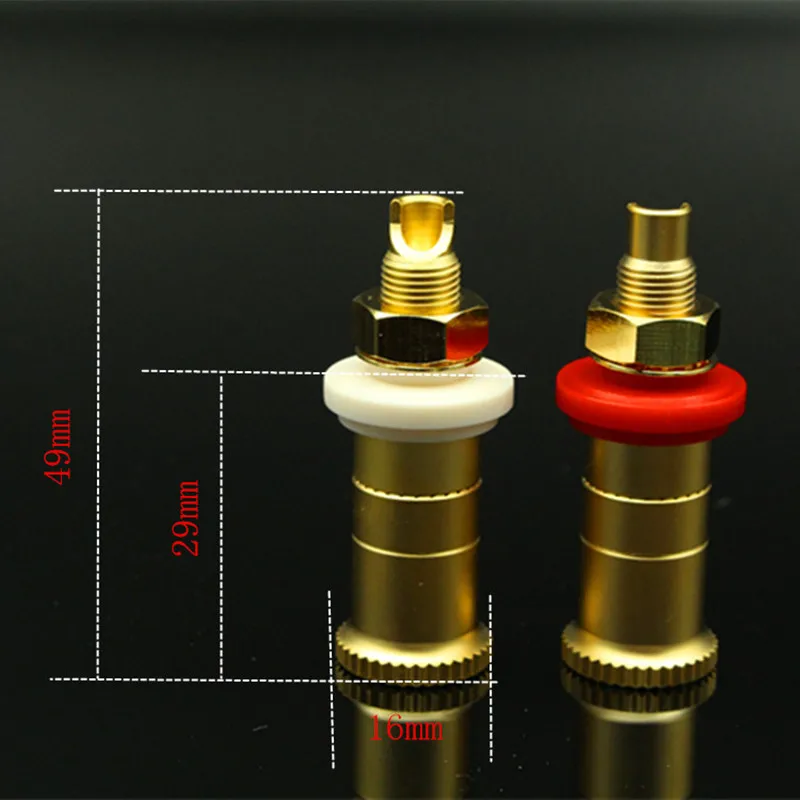 Kupfer-Binding Post, sandplattiert, vergoldet/versilbert/rot, Kupferverkabelung, lange und kurze Pfosten, Lautsprecherkabel-Zubehör, 4 Stück