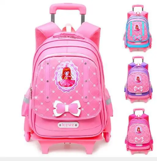 Mochila escolar com rodas para crianças, mala de carrinho escolar para meninas, mochila de rodinhas para crianças