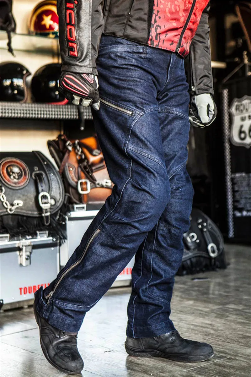 One color high-speed trousers for riding denim anti-fall off-road motorcycle rider pants equipped with 4 PADS racing pants PK09