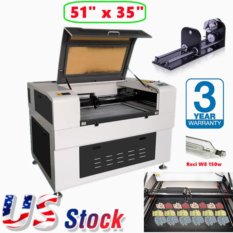 

US stock 51in x 35in 150W CO2 advertising engraver laser cutter with auto-focus function reci laser tube