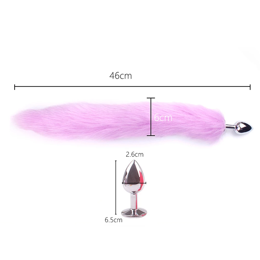 Adult Long Imitation Fox Hair Metal Anal Plug Cosplay Couple Flirting Sex Toy Faux Fox Tail Design Cosplay Supply sex toys