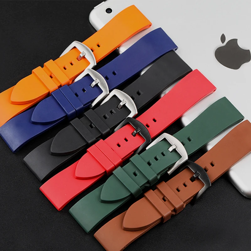 Classic FKM Fluorine Rubber Watch Strap 20mm 22mm 24mm Quick Release Watchband Waterproof Diving Sport Watch Band Wristband
