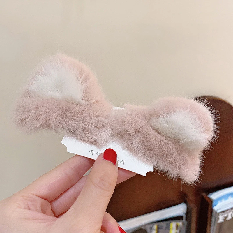 Ruoshui 2PCS Woman Girls Lovely Fluffy Hairpins Sets Animal Ear Hair Clips Cat Hair Accessories Barrettes Hairgrip Headwear