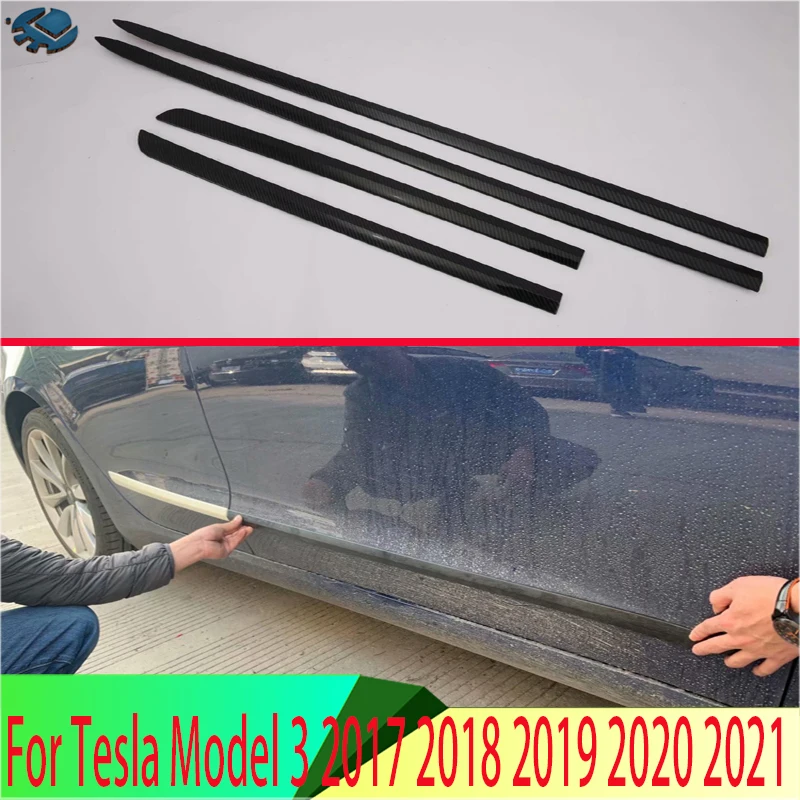 For Tesla Model 3 2017-2022 2018 2019 2020 2021 Car Accessories ABS Side Door Body Molding Moulding Trim