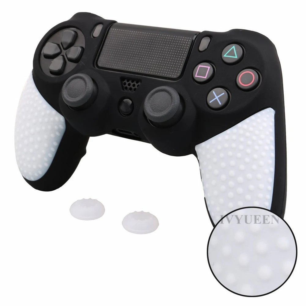 IVYUEEN Anti-SlipซิลิโคนผิวสำหรับDualshock 4 PS4 DS4 PRO Slim Controller ProtectorฝาครอบThumb Stick grips Caps