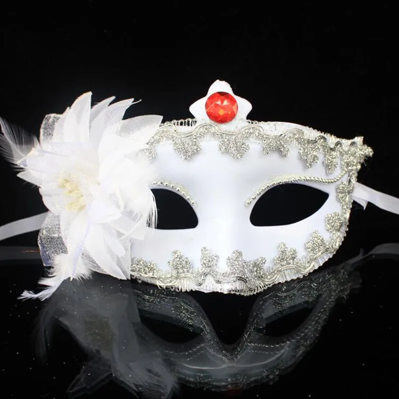 

Women Girls Sexy White Flower Half Face Venice Princess Masks Dance Performance Masquerade Party Supplies Halloween