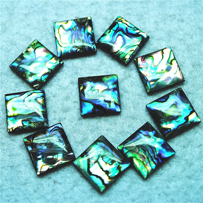 20PCS Abalone Paper Cabochons Plastic Material As Base Size 14X14MM Square Shape For Women Fashion Items Craft Items Faster Ship