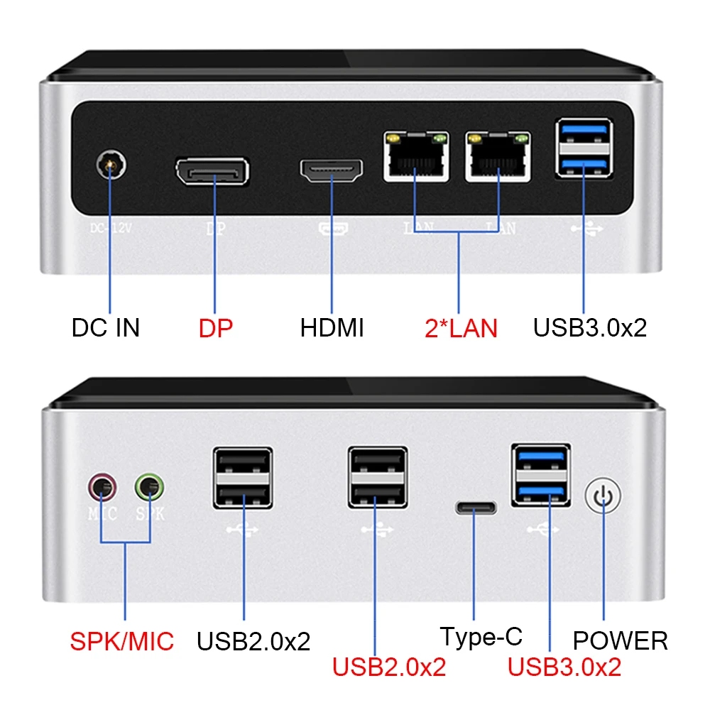 Imagem -02 - Nuc Mini pc com Intel Core i7 10710u 10510u i5 10210u Windows10 Linux Hdmi2.0 dp sd Cartão Poderoso Computador Desktop