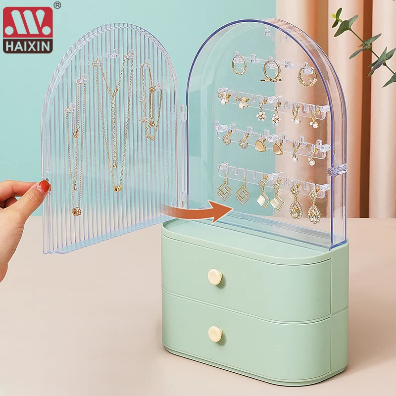 Multifunctional Transparent Jewelry Box Dustproof Display Stand Three-dimensional Large Capacity Necklace Earring Storage Box