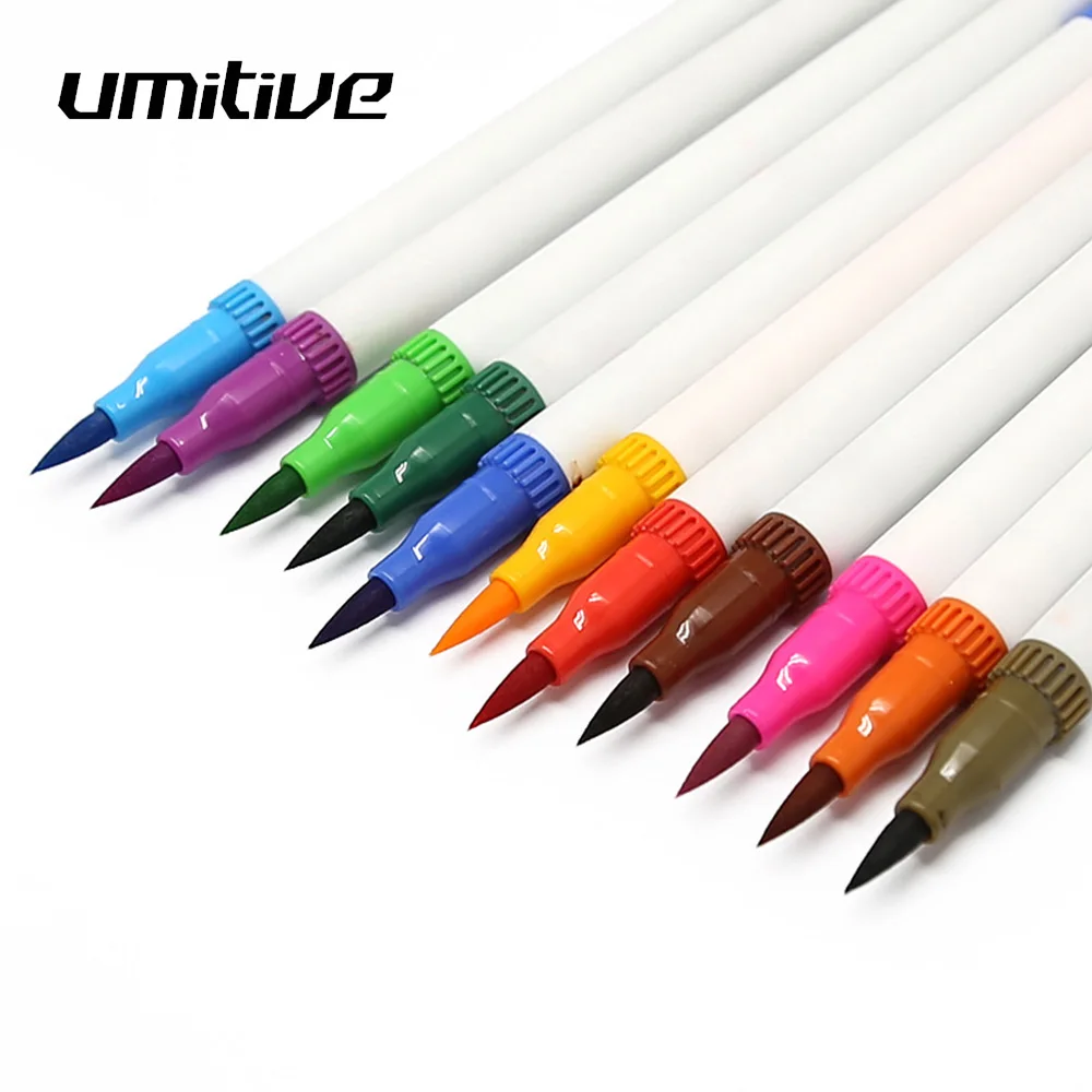 Umitive 36 Color Double Head Marker Colored Hook Line Soft Brush Water Solub Pen School Art Supplies For Painting Drawing Sketch