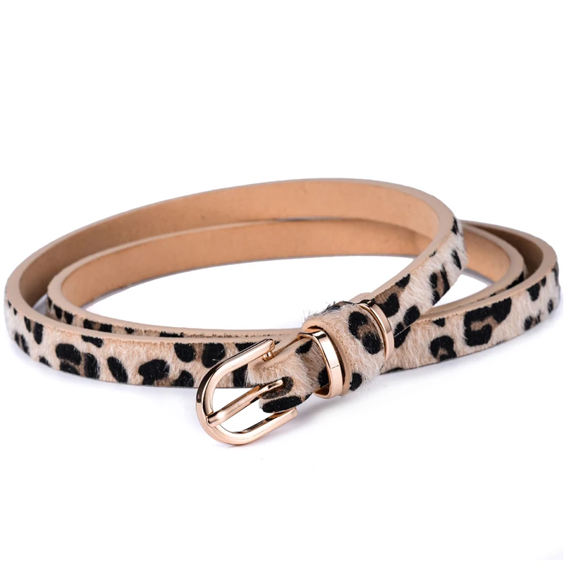 Women\'s Skinny Leather Belt Solid Color Waist or Hips Ornament Girls 1.5cm Wide Leopard Waistband 10 Sizes to Choose From