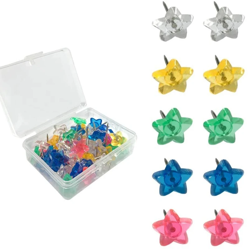 

30pcs Multifunctional Colored Star Pushpins Decorative Thumb Tacks Map Pushpins