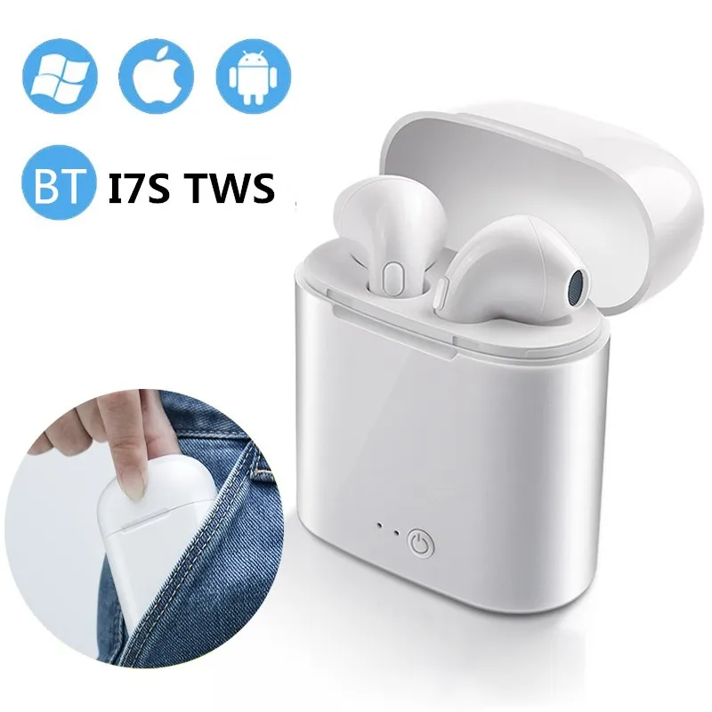 Auriculares TWS i7s inalámbricos, caja de carga con micrófono y cascos deportivos, Bluetooth 5,0, todos los teléfonos inteligentes