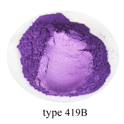 Pigment de poudre de mica perlé, peinture acrylique pour l'artisanat, peinture automobile, embauRegina, type tournant, violet, 419B, 50g