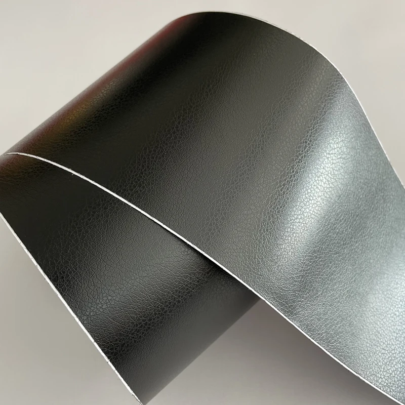 10cm Width Fine Grain Black Leather Wrap Adhesive Vinyl Sticker Film with Air Release Bubbles Free