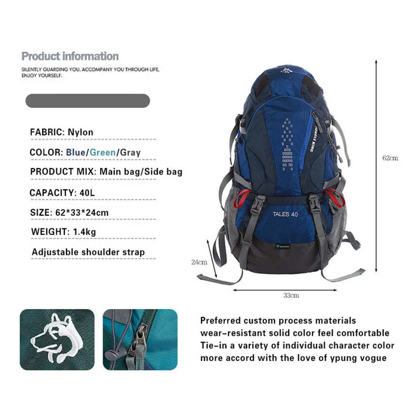 Imagem -03 - Mochila de Caminhada Impermeável Jungle King Bolsa Multifuncional de Acampamento Cy1123 40l Mais Recente 2023