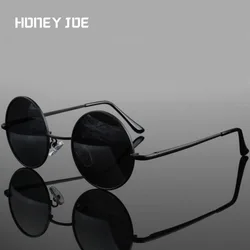 Gafas de sol polarizadas redondas para hombre y mujer, lentes de sol clásicas y Retro con montura de Metal, lentes negras para conducir y pescar, UV400