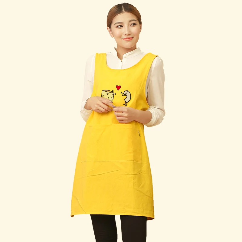 Apron Cotton Household Kitchen Anti-fouling And Oil-proof Cute Pinafore Custom Logo Women Work Smock