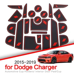 ZUNDUO for Dodge Charger 2015 2016 2017 2018 2019 Anti-Slip Gate Slot Cup Mat Non-slip Door Groove Pad Internal Accessories