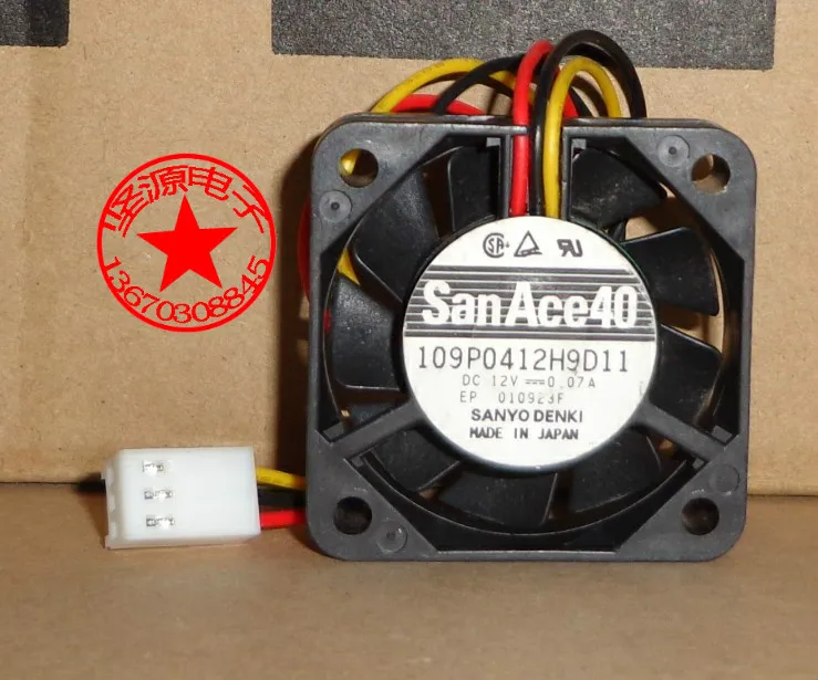 

Sanyo Denki 109P0412H9D11 DC 12V 0.07A 40x40x10mm 3-wire Server Cooling Fan