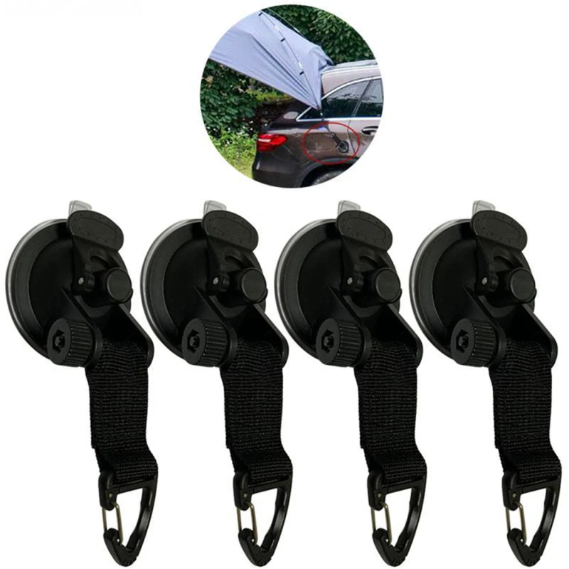 4 Pcs Outdoor Suction Cup Anchor Securing Hook Tie Down Camping Tarp As Car Side Awning Pool Tarps Tents Securing Hook Universal