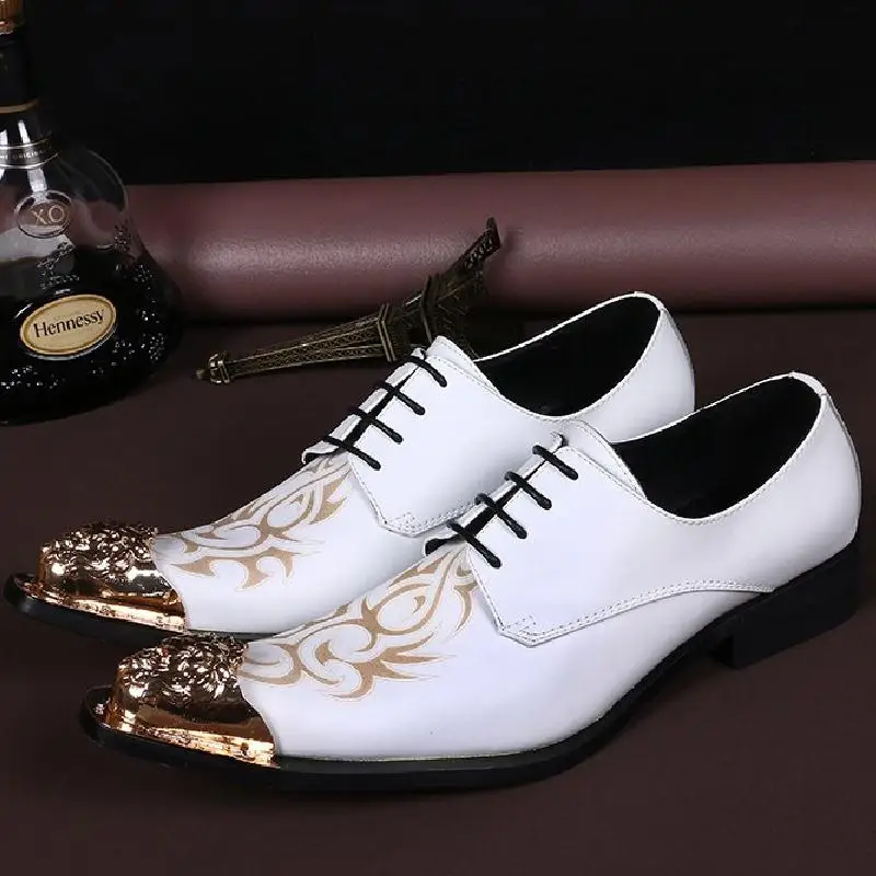 

Fashion carving mens white genuine leather wedding shoes men luxury pointed toe design suit dress shoes man leisure party shoes