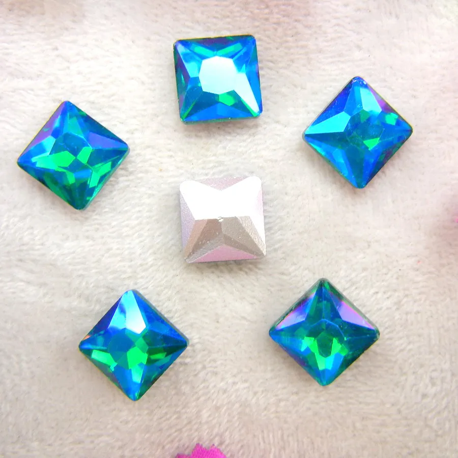 AB Farben 8mm 10mm 12mm Ausgefallene Quadratische Form Klebe-Glaskristalle Strass Handwerk Ornament Zubehör DIY Verzierung – Detail 12
