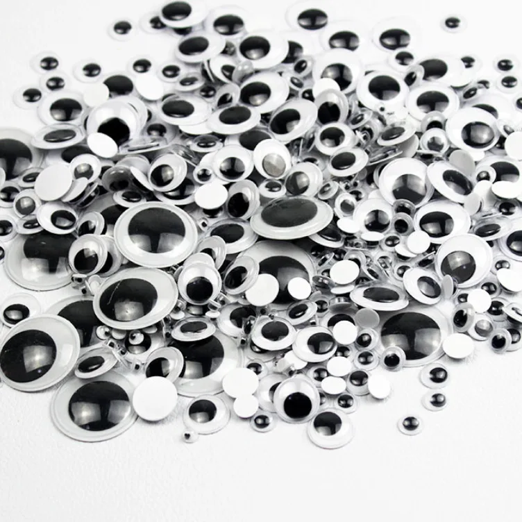 DIY Wiggly Googly Eyes Black White Self-Adhesive Doll Eye Movable Simulation Animal Eyeball Kindergarten Children Craft Supplies