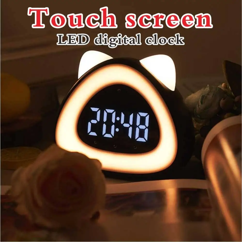 

Led Digital Alarm Clock Table Cock Electronic Cock Bedside Clock Night light Wake-Up Lamp Desk With Thermometer Sound-Controlled